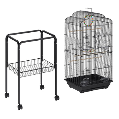 60 Inch Flight Bird Cage with Rolling Stand and Hanging Toys Large Metal Aviary for Happy Birds_5