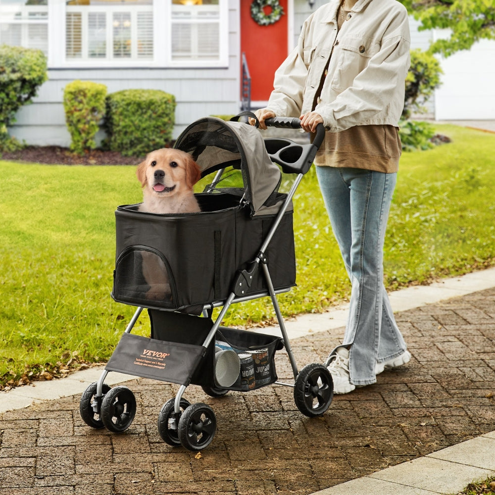 4-Wheel Pet Stroller for Dogs and Cats Perfect for Travel Exercise and Everyday Use_0