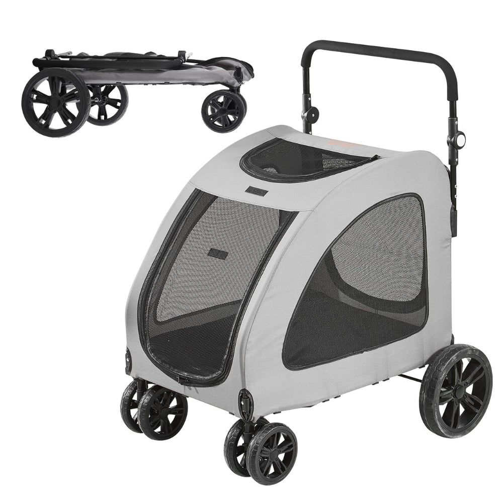 Premium Dog Stroller with 160lbs Capacity 4 Wheels Height Adjustable and Brakes_1