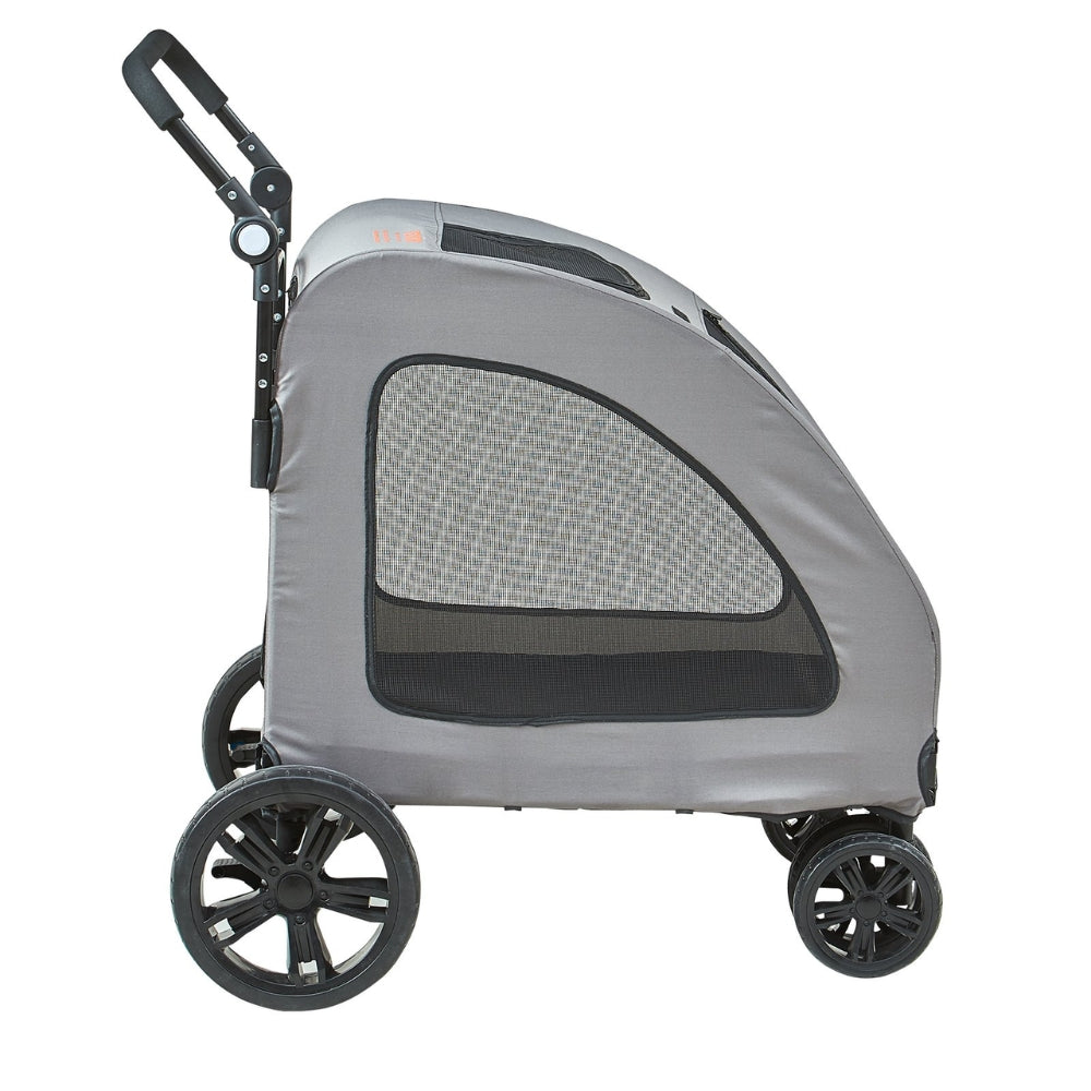 Premium Dog Stroller with 160lbs Capacity 4 Wheels Height Adjustable and Brakes_4