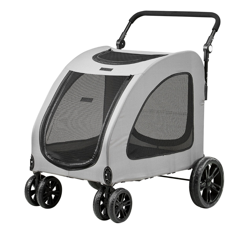 Premium Dog Stroller with 160lbs Capacity 4 Wheels Height Adjustable and Brakes_5