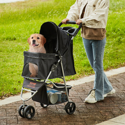 Premium Rotating Pet Stroller for Easy Travel with Brakes Pad and Cup Holder_0