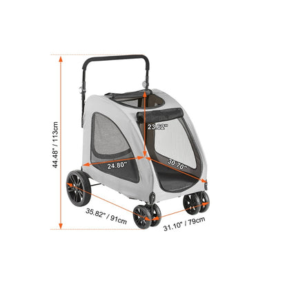 Premium Rotating Pet Stroller for Easy Travel with Brakes Pad and Cup Holder_11