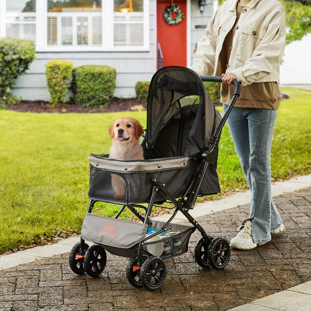 Premium Rotating Pet Stroller for Easy Travel with Brakes Pad and Cup Holder_1