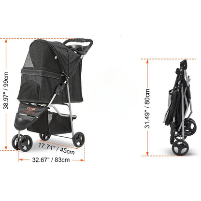 Premium Rotating Pet Stroller for Easy Travel with Brakes Pad and Cup Holder_9