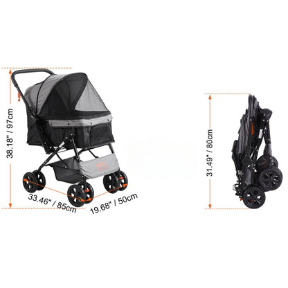 Premium Rotating Pet Stroller for Easy Travel with Brakes Pad and Cup Holder_10