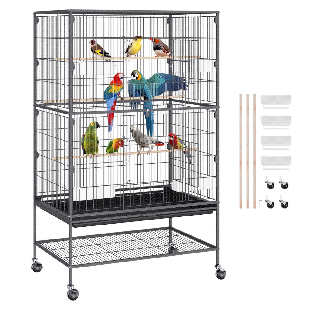 Premium Standing Bird Cage with Rolling Stand Durable Carbon Steel Design_1