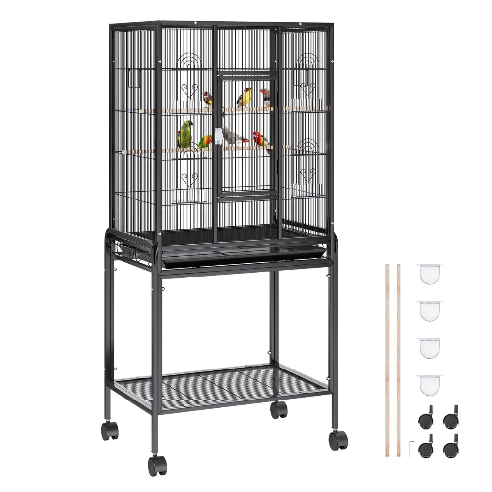 Premium Standing Bird Cage with Rolling Stand Durable Carbon Steel Design_4