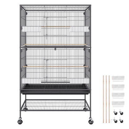 Premium Standing Bird Cage with Rolling Stand Durable Carbon Steel Design_2