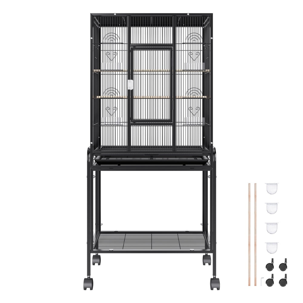 Premium Standing Bird Cage with Rolling Stand Durable Carbon Steel Design_5