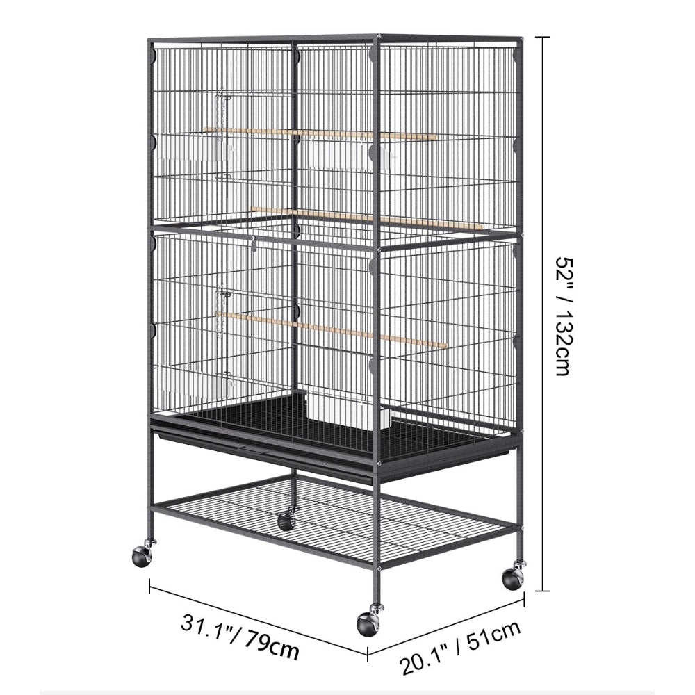 Premium Standing Bird Cage with Rolling Stand Durable Carbon Steel Design_6