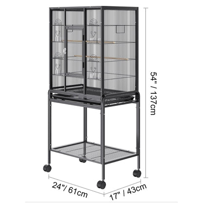 Premium Standing Bird Cage with Rolling Stand Durable Carbon Steel Design_7