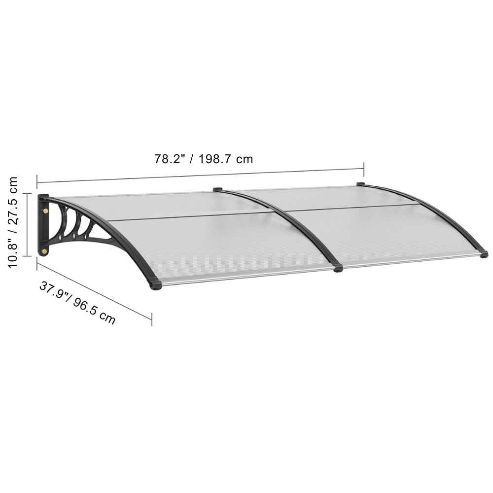 Window Door Awning Canopy UPF 50+ Polycarbonate Front Door Overhang for Sun Protection_10