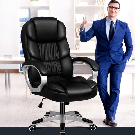 Premium Black PU Leather Office Chair_0