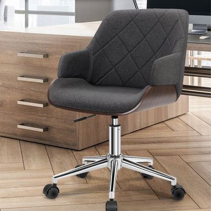 Wooden Office Chair Computer Chairs Home Seat PU Leather Fabric_8