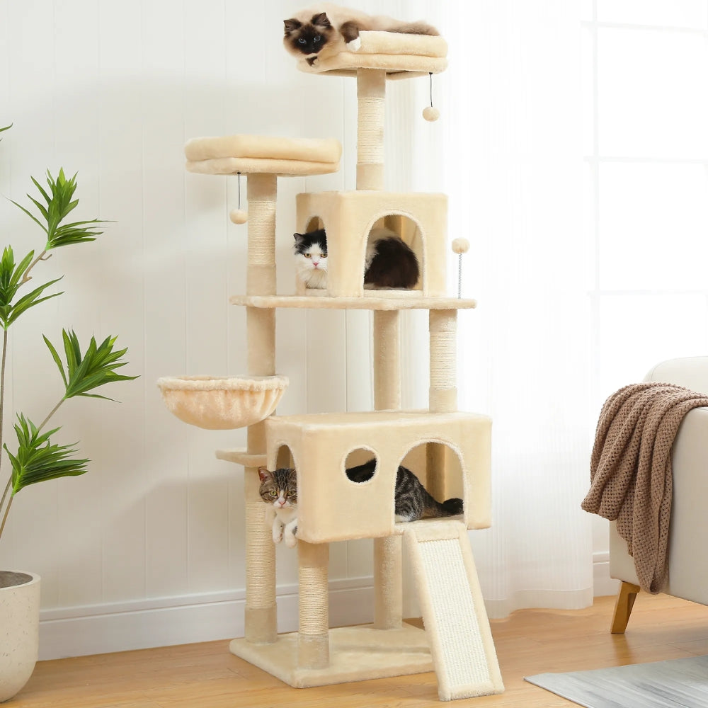 Cat Tree House Plush Condo Scratching Posts for Cat Kitten Climbing Tree Toy Activity_1