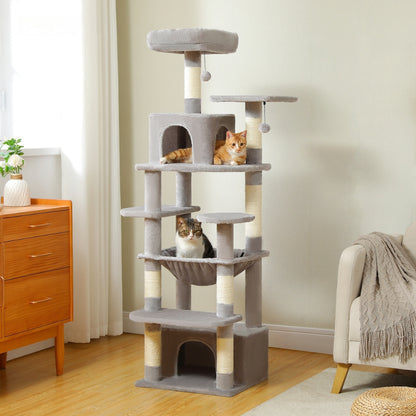 Luxury Cat Tree with Condo Hammock Tall Cat Tower for Indoor Cat Scratcher_1