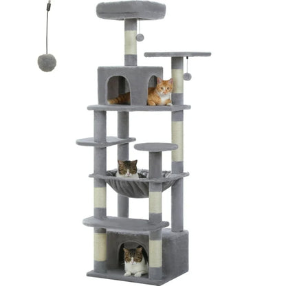 Luxury Cat Tree with Condo Hammock Tall Cat Tower for Indoor Cat Scratcher_4