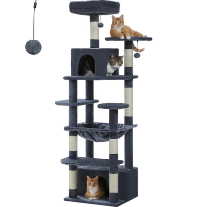 Luxury Cat Tree with Condo Hammock Tall Cat Tower for Indoor Cat Scratcher_5