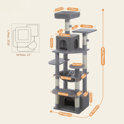 Luxury Cat Tree with Condo Hammock Tall Cat Tower for Indoor Cat Scratcher_7