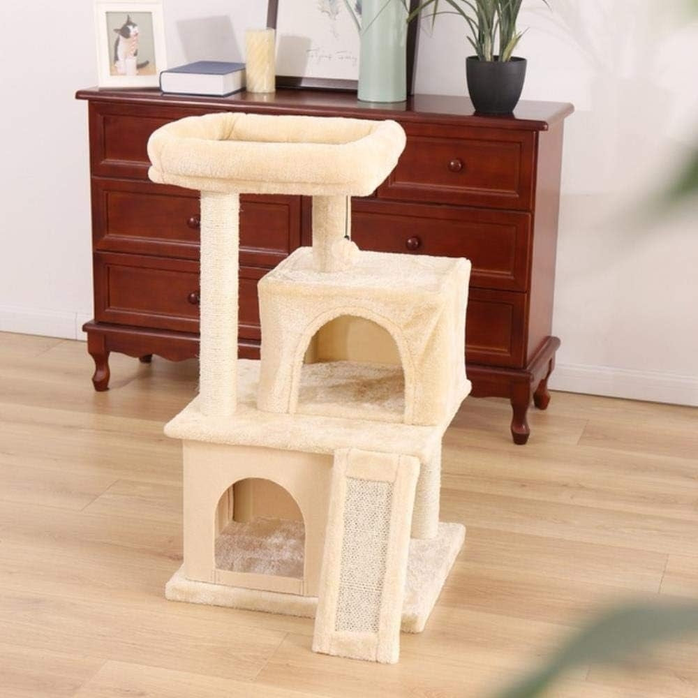 Cat Tree Tower House Condo Perch Entertainment Scratching for Kitten Multi-Level Tower_1