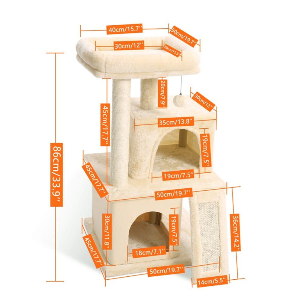 Cat Tree Tower House Condo Perch Entertainment Scratching for Kitten Multi-Level Tower_5