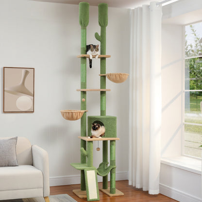 Cactus Cat Tree Floor to Ceiling Cat Tower with Adjustable Heigh_0