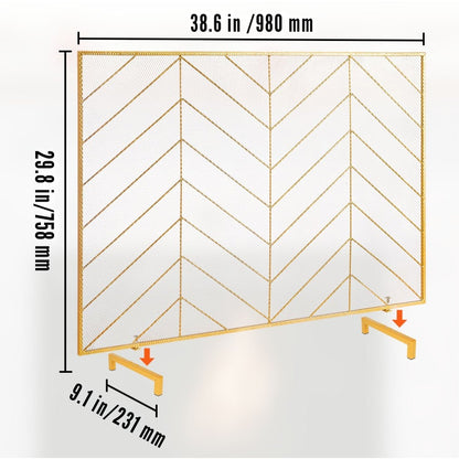 Fireplace Screen 1 Panel with Door Iron_13