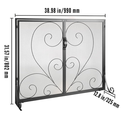 Fireplace Screen 1 Panel with Door Iron_14