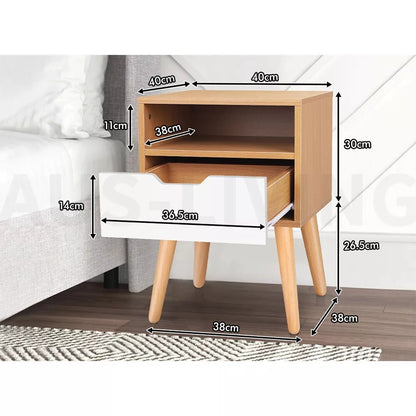 Bedside Table Nightstand Side Storage Cabinet Scandinavian_12