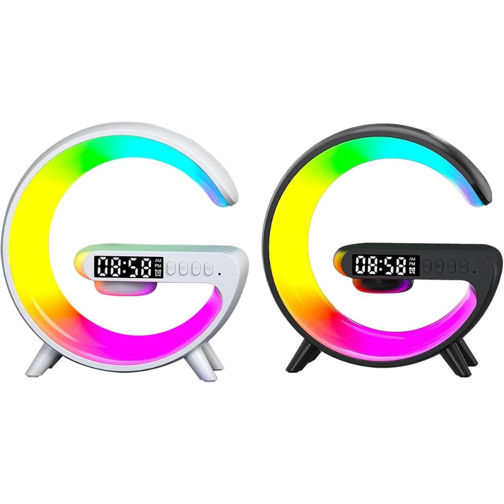 Smart G Lamp Night Light Bluetooth Speaker Wireless Charger LED RGB Alarm Clock_0