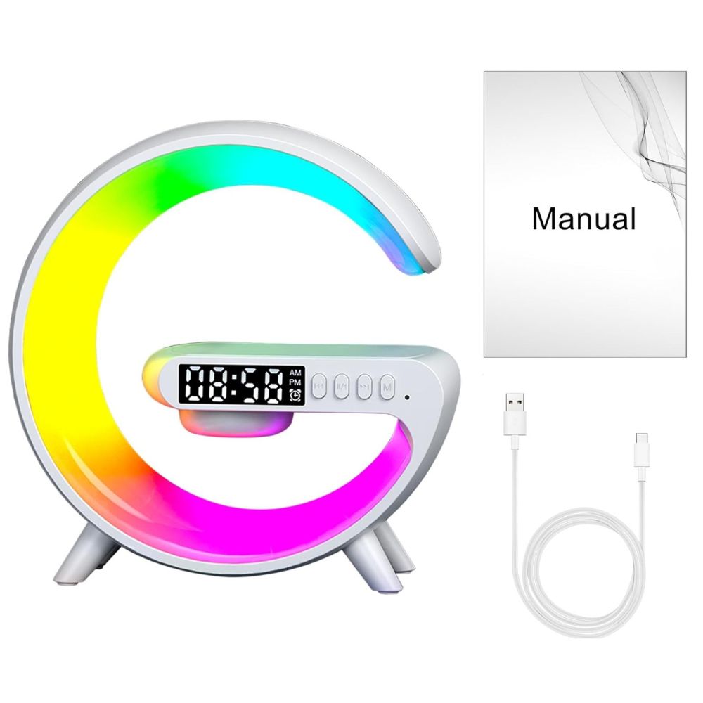 Smart G Lamp Night Light Bluetooth Speaker Wireless Charger LED RGB Alarm Clock_8