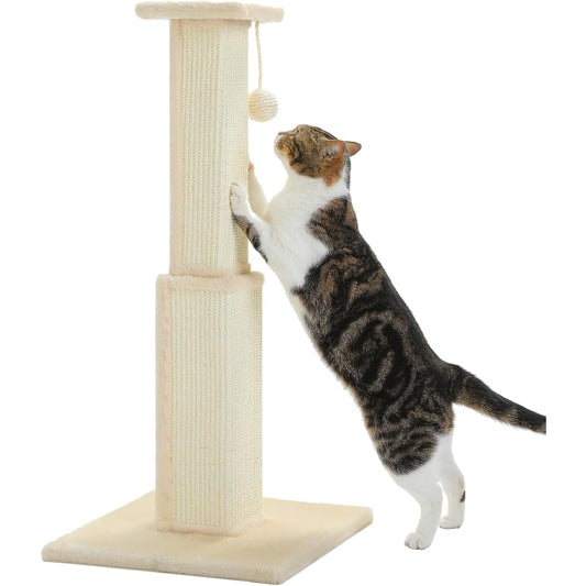 80CM Cat Scratching Post for Indoor Cat Scratcher with Nature Sisal Ball_0