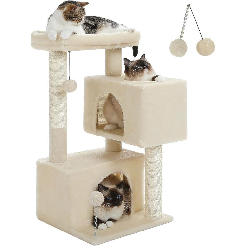 Cat Tower with Double Condo for Kittens Indoor Large Top Perch_1