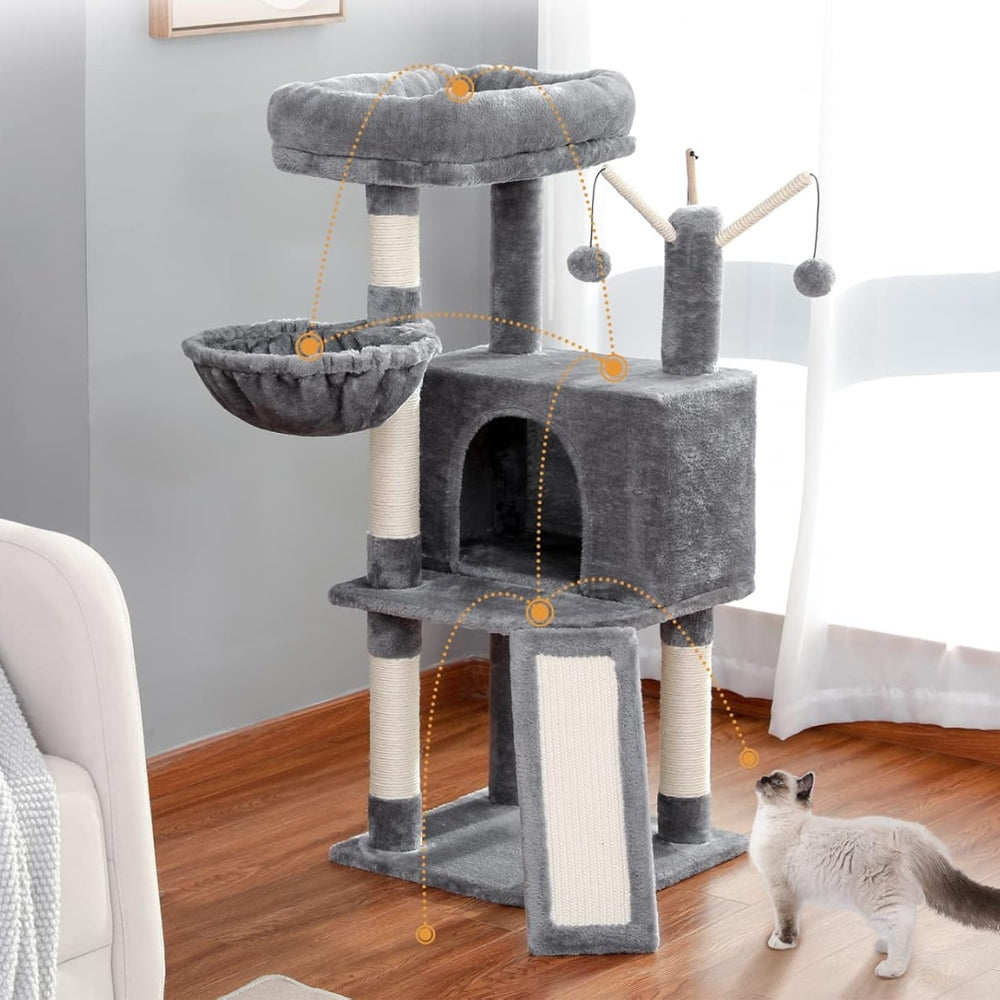 Multi-Level Cat Tree with Large Condo, Hammock, Cat Scratching Posts_3