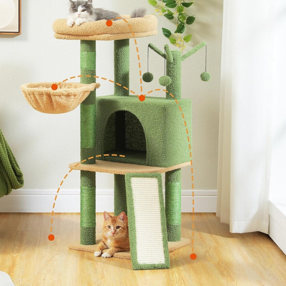 Multi-Level Cat Tree with Large Condo, Hammock, Cat Scratching Posts_5