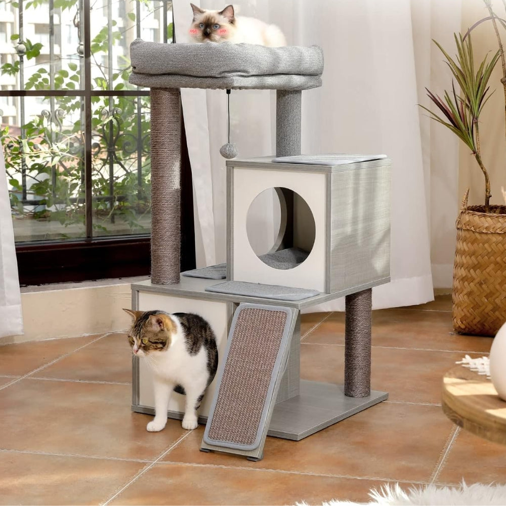 Cat Tree House Tower Condo Wood Cat Scratching Sisal-Covered Scratch_3