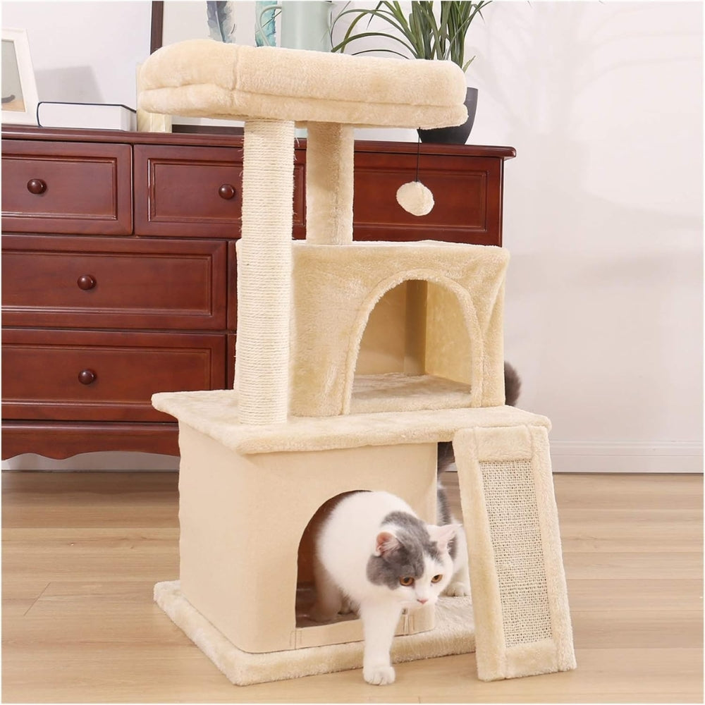 Cat Tree House Tower Condo Wood Cat Scratching Sisal-Covered Scratch_5