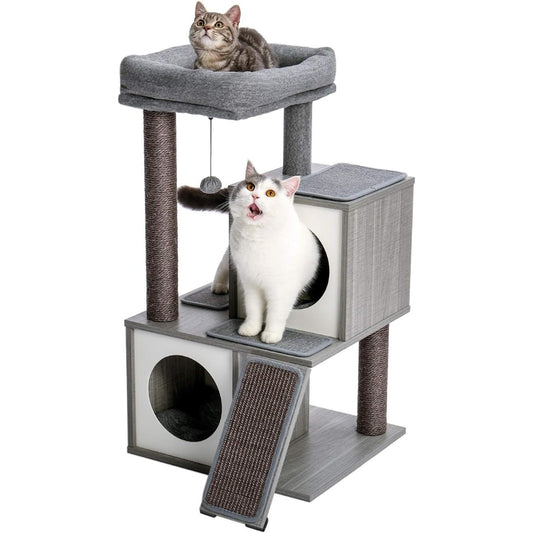 Cat Tree House Tower Condo Wood Cat Scratching Sisal-Covered Scratch_0