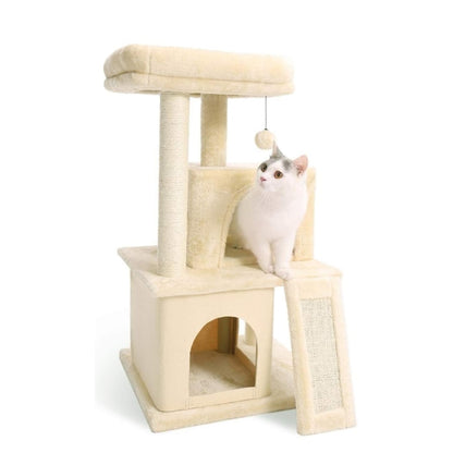 Cat Tree House Tower Condo Wood Cat Scratching Sisal-Covered Scratch_2