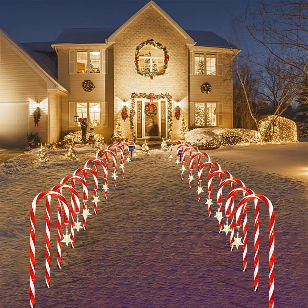 8PCS Solar Candy Cane Lights Waterproof and Versatile for Christmas, Garden and Lawn Decor_2