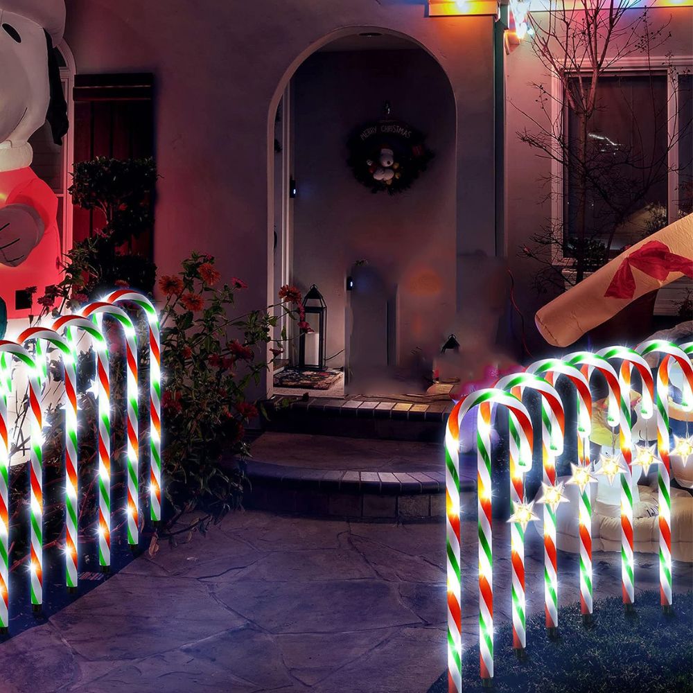 5PCS Solar Candy Cane Lights Festive Christmas Decor for Gardens, Lawns and Landscapes_4