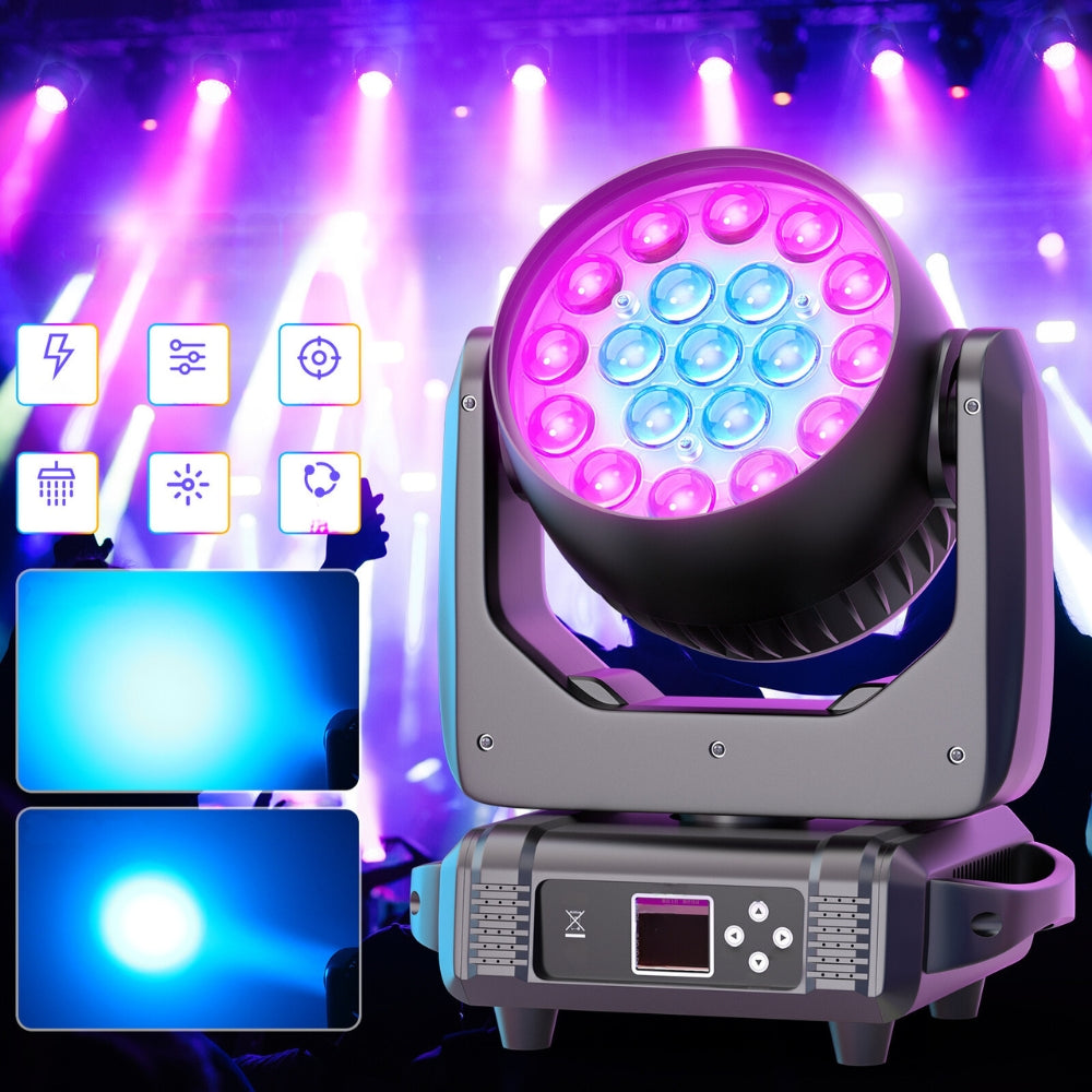 DMX 19x15W RGBW 4in1 LED Wash Zoom Moving Head Beam Light DJ Party Stage Light_4