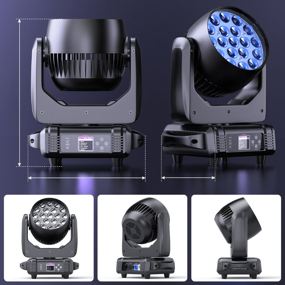 DMX 19x15W RGBW 4in1 LED Wash Zoom Moving Head Beam Light DJ Party Stage Light_6