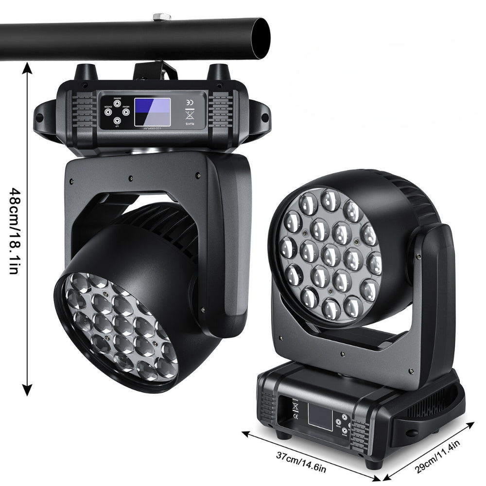 DMX 19x15W RGBW 4in1 LED Wash Zoom Moving Head Beam Light DJ Party Stage Light_7