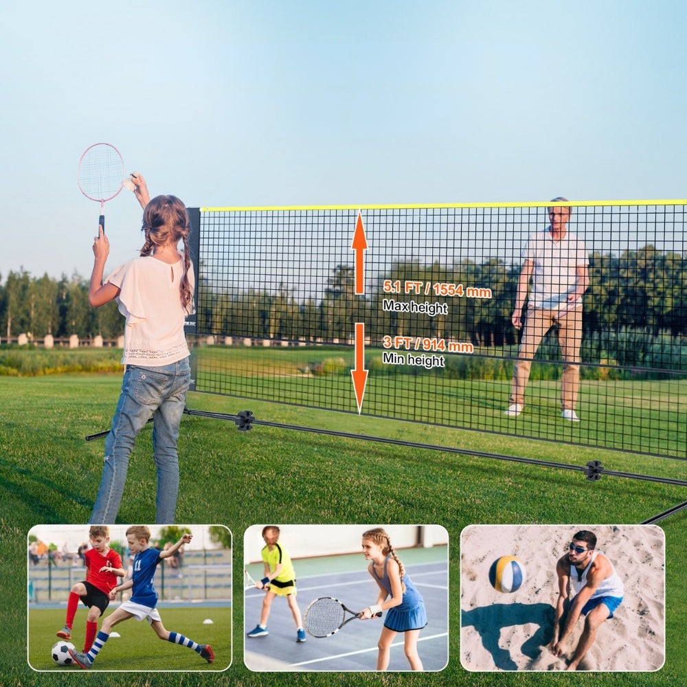 Badminton Net Adjustable Volleyball Net 20ft Wide Foldable Pickleball Net Portable Tennis Net Set with Poles Stand_2