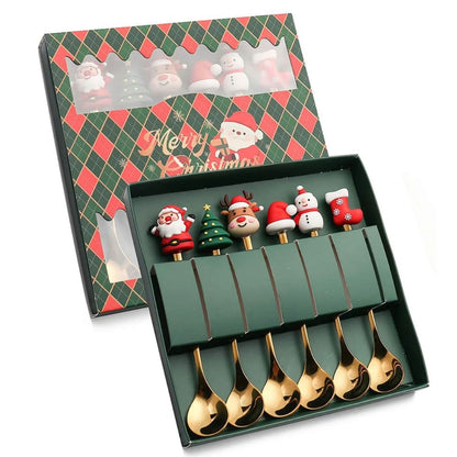 6Pcs Festive Stainless Steel Fork and Spoon Set_9