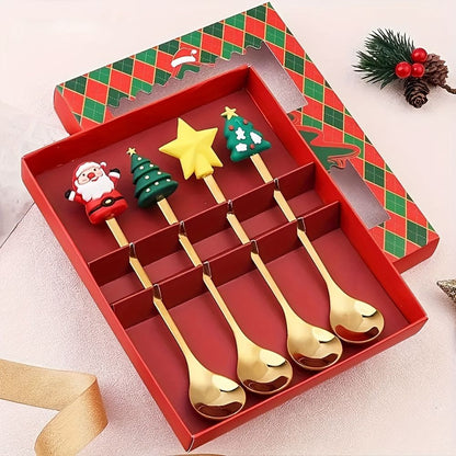 6Pcs Festive Stainless Steel Fork and Spoon Set_4