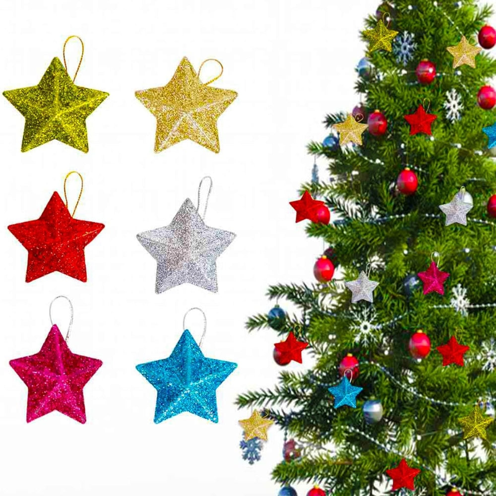 Glitter Star Ornaments Christmas Tree Hanging Pendant_5