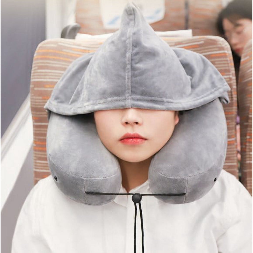 Neck Pillow Travel U shaped Pillow Inflatable Pillow H Hooded Nap Pillow_0